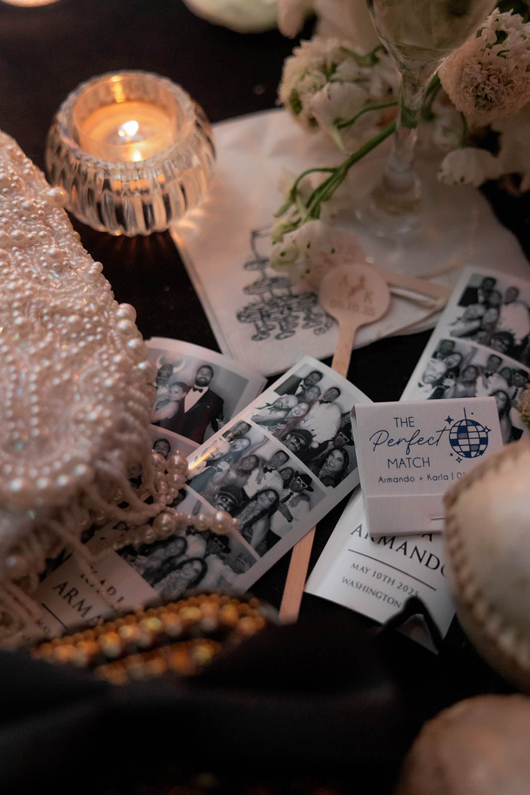 Messy flat lay from a wedding reception at the Hotel Washington DC.