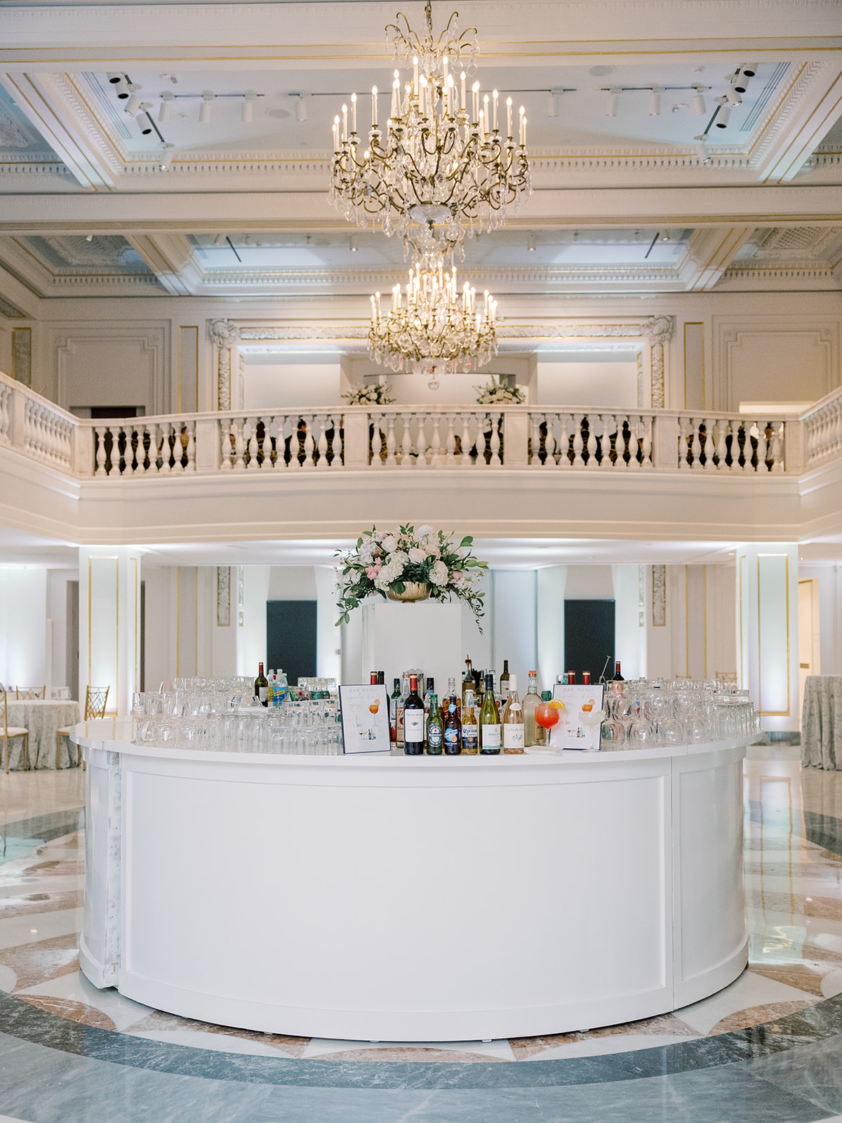 Custom bar setup at a wedding at the National Museum of Women in the Arts (NMWA) in Washington DC.